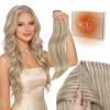 Sunny Hair Butterfly Hair Extensions Natural Black Genius Weft Human Hair Extensions Double-Sided Seamless Invisible Weave PU Weft with Micro Hand-Tied Look for Women 20Inch 100G(#10P/60-Lightest Brown Highlight)