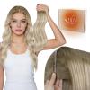 Sunny Hair Butterfly Hair Extensions Natural Black Genius Weft Human Hair Extensions Double-Sided Seamless Invisible Weave PU Weft with Micro Hand-Tied Look for Women 20Inch 100G(#SUN-Ash Blonde Ombre Blonde)