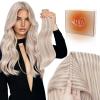 Sunny Hair Butterfly Hair Extensions Natural Black Genius Weft Human Hair Extensions Double-Sided Seamless Invisible Weave PU Weft with Micro Hand-Tied Look for Women 20Inch 100G(#18P/613-Light Ice Pink Blonde Highlight)
