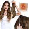 Sunny Hair Butterfly Hair Extensions Natural Black Genius Weft Human Hair Extensions Double-Sided Seamless Invisible Weave PU Weft with Micro Hand-Tied Look for Women 20Inch 100G(#4/4/27-Dark Brown Balayage Caramel Blonde)