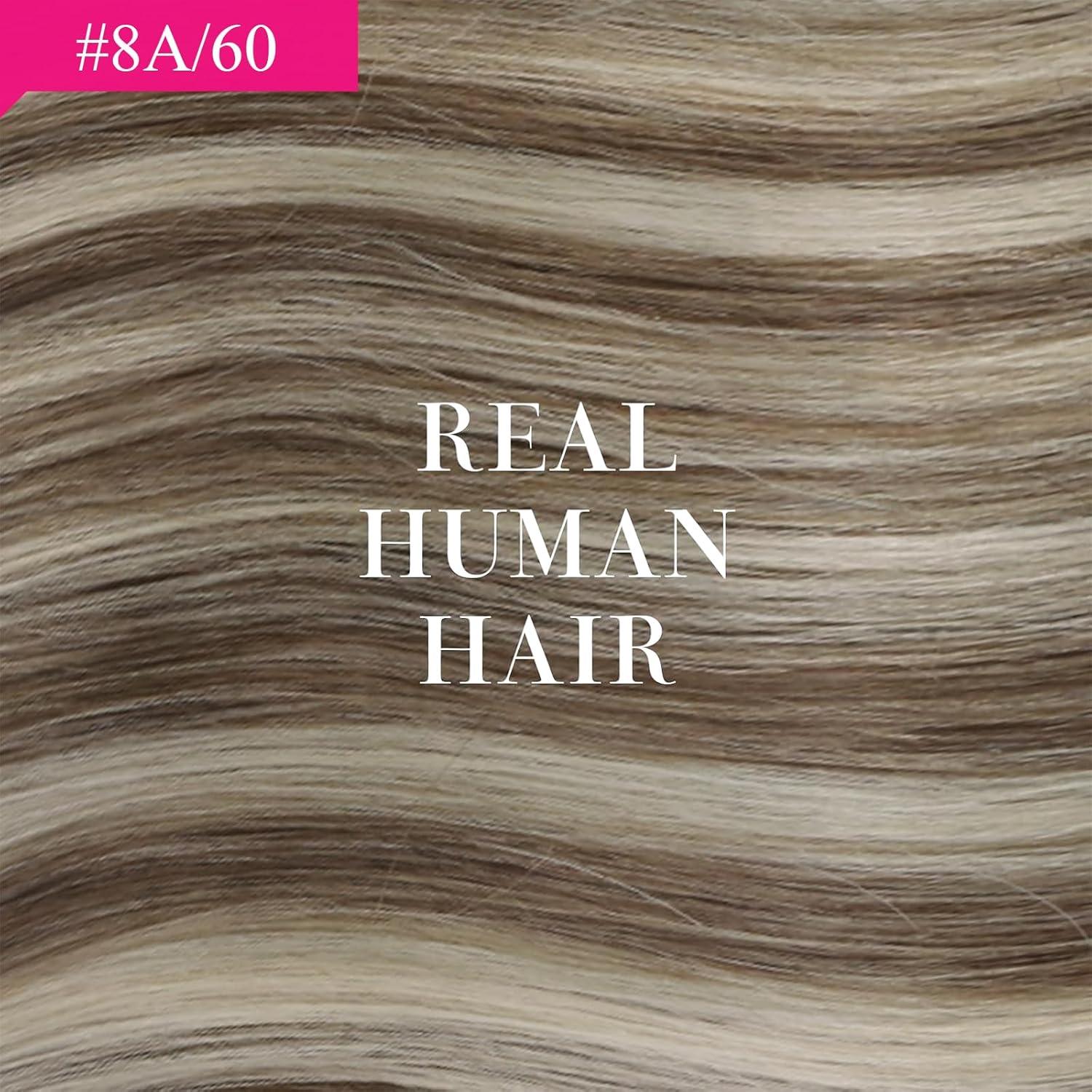 imageVe Sunny Scalp Clip in Hair Extensions Real Human Hair Medium Brown Ombre Hair Extensions Clip ins Balayage Caramel Blonde Thinning Hair Fill ins Extensions 18 Inch 90g 4pcsClip2 P860 Midnight Frost Blonde