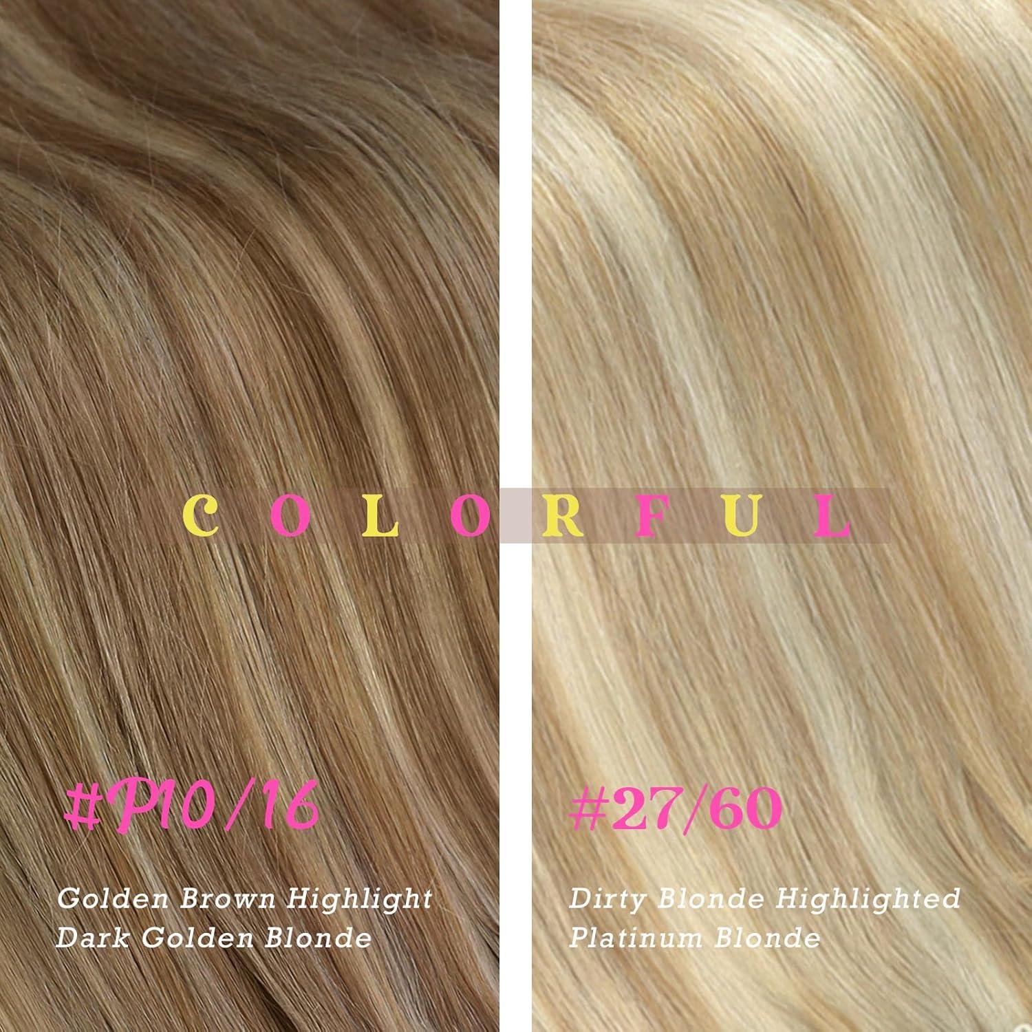 imageVe Sunny Scalp Clip in Hair Extensions Real Human Hair Medium Brown Ombre Hair Extensions Clip ins Balayage Caramel Blonde Thinning Hair Fill ins Extensions 18 Inch 90g 4pcsClip2 P1016 Golden Brown Highlighted Dark Golden Blonde
