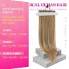 Ve Sunny Scalp Clip in Hair Extensions Real Human Hair Medium Brown Ombre Hair Extensions Clip ins Balayage Caramel Blonde Thinning Hair Fill ins Extensions 18 Inch 90g 4pcs(Clip-2 #P10/16 Golden Brown Highlighted Dark Golden Blonde)