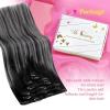 Ve Sunny Scalp Clip in Hair Extensions Real Human Hair Medium Brown Ombre Hair Extensions Clip ins Balayage Caramel Blonde Thinning Hair Fill ins Extensions 18 Inch 90g 4pcs(Clip-9 #1B/Silver/1B Black Balayage Void Silver)