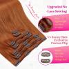 Ve Sunny Scalp Clip in Hair Extensions Real Human Hair Medium Brown Ombre Hair Extensions Clip ins Balayage Caramel Blonde Thinning Hair Fill ins Extensions 18 Inch 90g 4pcs(Clip-8 #350 Copper Orange)