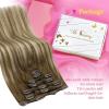 Ve Sunny Scalp Clip in Hair Extensions Real Human Hair Medium Brown Ombre Hair Extensions Clip ins Balayage Caramel Blonde Thinning Hair Fill ins Extensions 18 Inch 90g 4pcs(Clip-1 #6/60/6 Sunset Grove Chestnut Mix Platinum)