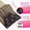 Ve Sunny Scalp Clip in Hair Extensions Real Human Hair Medium Brown Ombre Hair Extensions Clip ins Balayage Caramel Blonde Thinning Hair Fill ins Extensions 18 Inch 90g 4pcs(Clip-3 #4/14/60 Brown Roots to Radiance Blonde Balayage)