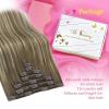 Ve Sunny Scalp Clip in Hair Extensions Real Human Hair Medium Brown Ombre Hair Extensions Clip ins Balayage Caramel Blonde Thinning Hair Fill ins Extensions 18 Inch 90g 4pcs(Clip-9 #8/22/8 Light Brown Ombre Balayage Blonde)