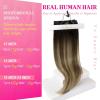 Ve Sunny Scalp Clip in Hair Extensions Real Human Hair Medium Brown Ombre Hair Extensions Clip ins Balayage Caramel Blonde Thinning Hair Fill ins Extensions 18 Inch 90g 4pcs(Clip-9 #1B/4/27 Cocoa Root Black Ombre)