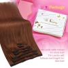 Ve Sunny Scalp Clip in Hair Extensions Real Human Hair Medium Brown Ombre Hair Extensions Clip ins Balayage Caramel Blonde Thinning Hair Fill ins Extensions 18 Inch 90g 4pcs(Clip-8 #30 Auburn Copper)