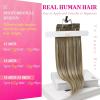 Ve Sunny Scalp Clip in Hair Extensions Real Human Hair Medium Brown Ombre Hair Extensions Clip ins Balayage Caramel Blonde Thinning Hair Fill ins Extensions 18 Inch 90g 4pcs(Clip-9 #8/22/8 Light Brown Ombre Balayage Blonde)