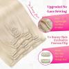 Ve Sunny Scalp Clip in Hair Extensions Real Human Hair Medium Brown Ombre Hair Extensions Clip ins Balayage Caramel Blonde Thinning Hair Fill ins Extensions 18 Inch 90g 4pcs(Clip-5 #60 Moonlit Platinum Glow)