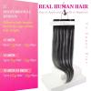 Ve Sunny Scalp Clip in Hair Extensions Real Human Hair Medium Brown Ombre Hair Extensions Clip ins Balayage Caramel Blonde Thinning Hair Fill ins Extensions 18 Inch 90g 4pcs(Clip-9 #1B/Silver/1B Black Balayage Void Silver)
