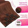 Ve Sunny Scalp Clip in Hair Extensions Real Human Hair Medium Brown Ombre Hair Extensions Clip ins Balayage Caramel Blonde Thinning Hair Fill ins Extensions 18 Inch 90g 4pcs(Clip-8 #30 Auburn Copper)