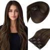 245g 22inch Dark Brown Ombre Hair Extensions Bundle Clip in Hair Extensions and Wire Hair Extension 2 Packs