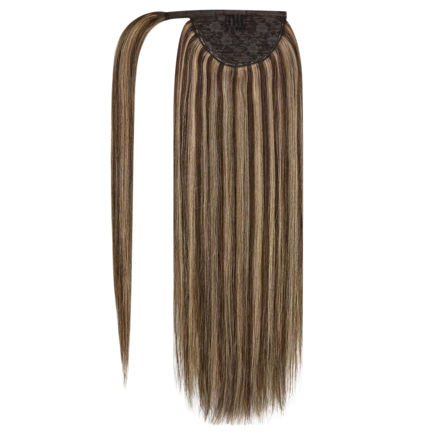 imageTwo Styles Tape in Hair Extensions and Human Hair Ponytail Blonde 130G