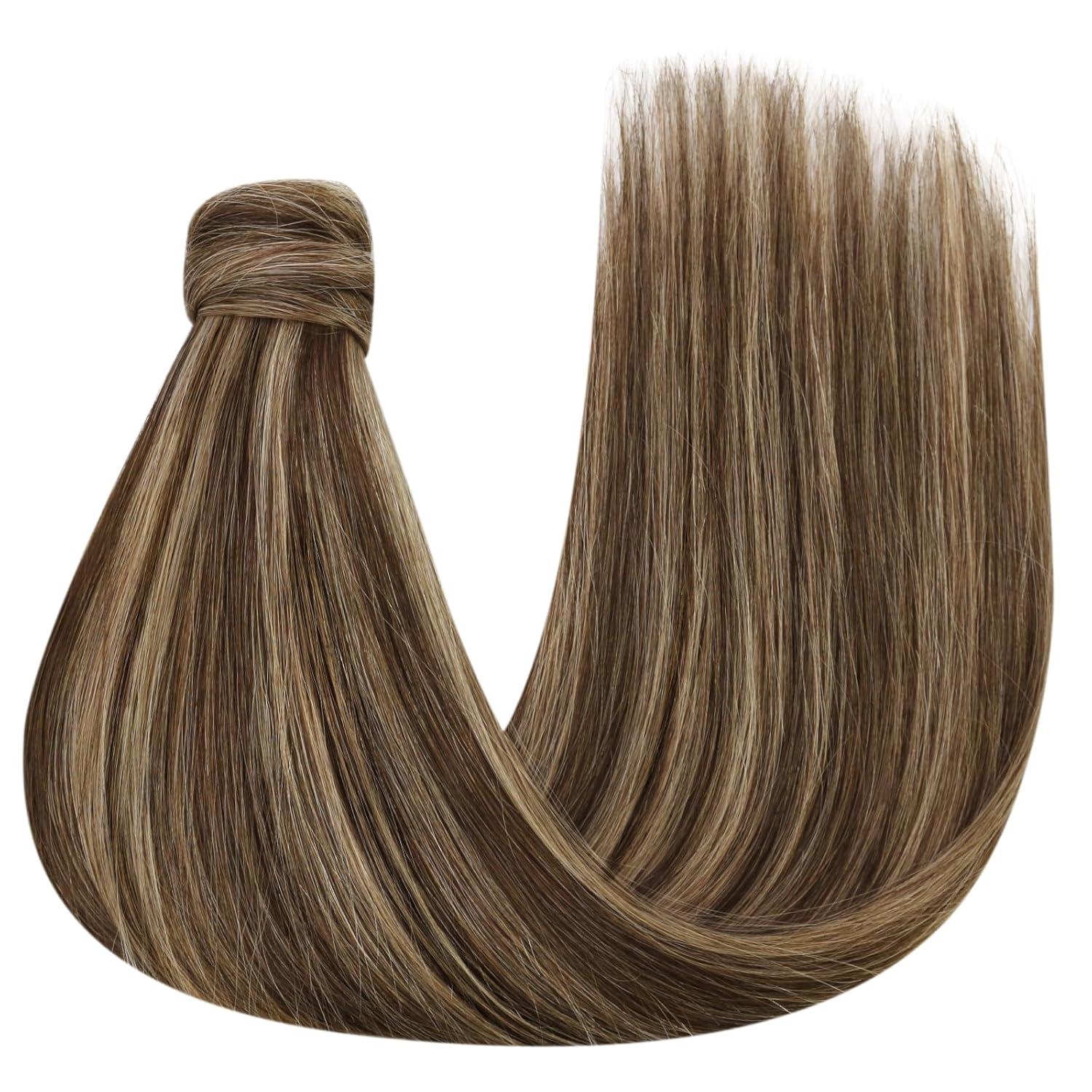 imageTwo Styles Tape in Hair Extensions and Human Hair Ponytail Blonde 130G