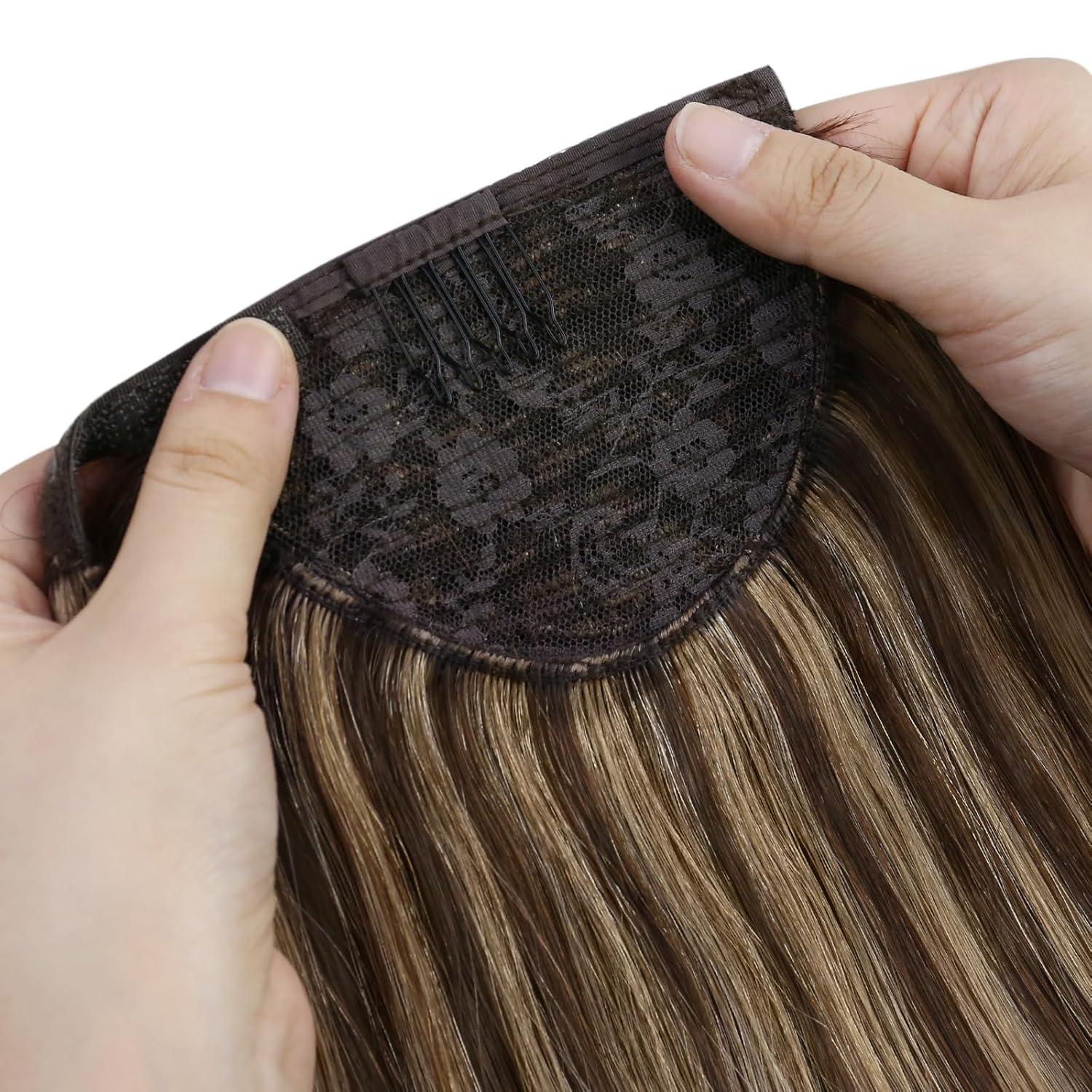 imageTwo Styles Tape in Hair Extensions and Human Hair Ponytail Blonde 130G