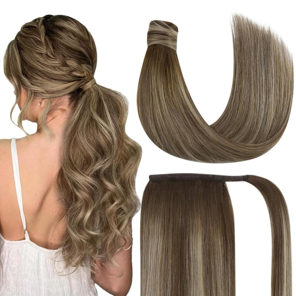 imageBundle 2Packs Wire Hair Extensions 80g and Ponytail Hair Extensions 3822 14inch 80g