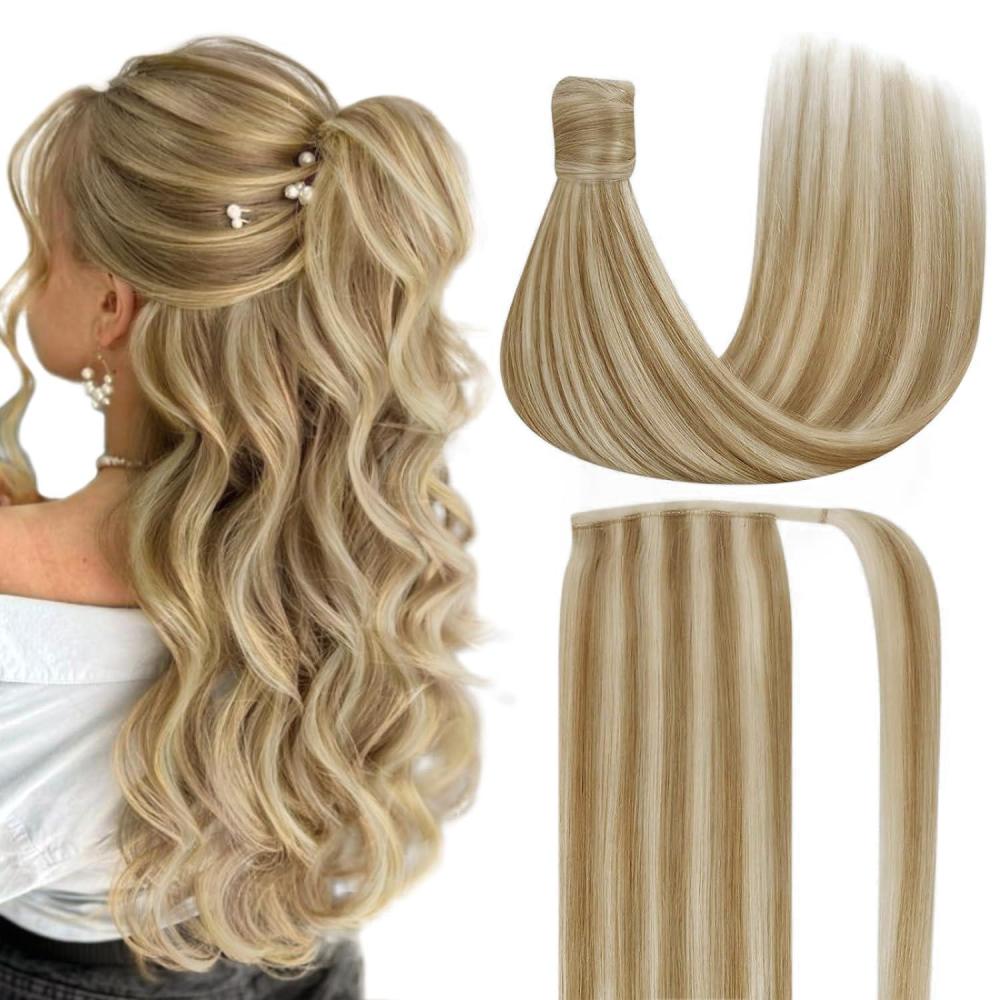 imageSunny and Ve Sunny Wire Hair Extensions and Human Hair Ponytail Blonde Highlights 160G