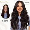 Bundle 2Packs Clip in Hair Extensions Brown 20inch 7Pcs 120G Ponytail Hair Extensions #2 Brown 20inch 80G