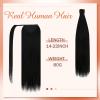 Bundle 2Packs Human Hair Weft Extensions and Ponytail Hair Extensions Black 14inch 80G