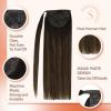 Bundle 2Packs Human Hair Weft Extensions and Ponytail Hair Extensions Brown Ombre 20inch 80G