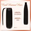Bundle 2Packs Human Hair Weft Extensions and Ponytail Hair Extensions Darkest Brown 20inch 80G