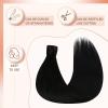 Bundle 2Packs Tape in Hair Extensions and Ponytail Hair Extensions Jet Black 14inch 80G