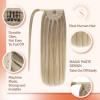 [Good Helper for Styling] Wire Hair Extensions and Human Hair Ponytail Blonde Highlights 14inch 160G