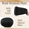 [Make hair look more thicker]Clip in Real Human Hair Extensions and Ponytail Extensions Human Hair Natural Black 22inch