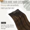 [Sunny and Ve Sunny] Wire Hair Extensions and Human Hair Ponytail Brown 18inch 160G