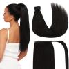 2 Packs Tape in Hair Extensions and Human Hair Ponytail Dark Brown 80g 14inch
