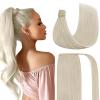 [Sunny and Ve Sunny] Clip in Hair Extensions and Human Hair Ponytail Blonde 200G