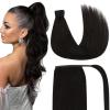 [Sunny and Ve Sunny] Tape in Hair Extensions and Human Hair Ponytail Dark Brown 16inch 200G