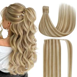 [Sunny and Ve Sunny] Wire Hair Extensions and Human Hair Ponytail Blonde Highlights 160G