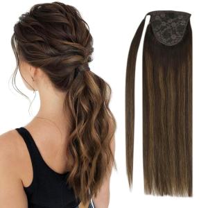 [Sunny and Ve Sunny] Wire Hair Extensions and Human Hair Ponytail Brown 18inch 160G