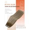 Sunny Hair Tape in Hair Extensions Color#3/8/22 Cool Brown to Light Brown Highlight Medium Blonde Balayage 18inch Bundle with Color#6/60/6 Medium Brown Ombre Platinum Blonde Balayage 18inch