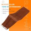 Sunny Hair Tape in Hair Extensions Human Hair Warm Copper Auburn Hair Extensions Tape in 14inch Human Hair Tape in Extensions for Women 20Pcs 50g