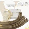Ve Sunny 14″ Bundle: Brown Tape in Human Hair Extensions 50g + Brown Clip in Extensions Real Human Hair 100g, Dark Brown Highlights Caramel Blonde, Human Hair Extensions, Total 150g 14inch