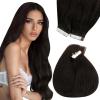 2 Packs Sunny Hair Tape in Hair Extensions Real Human Hair Cool Brown Balayage Light Brown with Highlight Bundle with Tape in Extensions Darkest Brown18inch 40pcs 100G