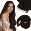 2 Packs-Sunny Hair Tape in Hair Extensions Human Hair Darkest Brown Clip in Hair Extensions Brown Human Hair Clip in Extensions 22 Inch
