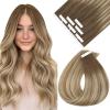 Sunny Hair Tape in Hair Extensions 16inch Human Hair Tape in Extensions Light Brown Balayage Blonde Hair Extensions Real Human Hair Tape in 25g
