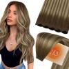 Sunny Hair Tape in Hair Extensions 18 inch 20Pcs Dark Brown Highlight Caramel Blonde Bundle with Genius Weft Hair Extensions Human Hair Dark Brown Roots to Light Brown Mix Blonde 14inch 50g+50g