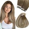 Sunny Hair Tape in Hair Extensions Color#3/8/22 Cool Brown to Light Brown Highlight Medium Blonde Balayage 18inch Bundle with Color#6/60/6 Medium Brown Ombre Platinum Blonde Balayage 18inch