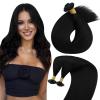 Sunny Ktip Hair Extensions Bundle with Tape in Hair Extensions Color#1 Jet Black18inch 50g+50g