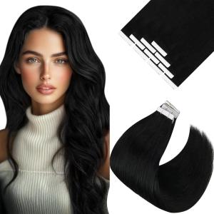 Sunny Hair Black Hair Extensions 24 Inch Tape in Hair Extensions Bundle Ve Sunny Tape in Hair Extensions Black Human Hair Extensions Tape in Invisible Tape on Hair Extensions