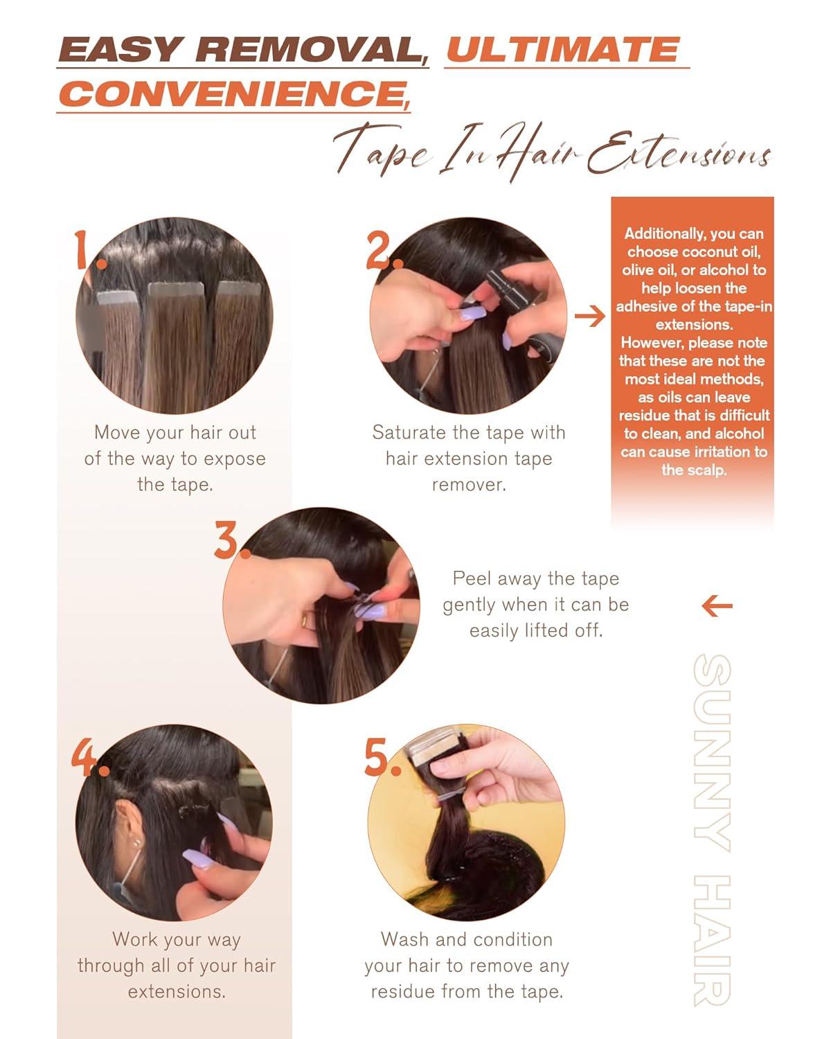image2 Packs Sunny Hair Tape in Hair Extensions Real Human Hair Cool Brown Balayage Light Brown with Highlight 18inch Bundle with Same Color 16inch 40pcs 100G