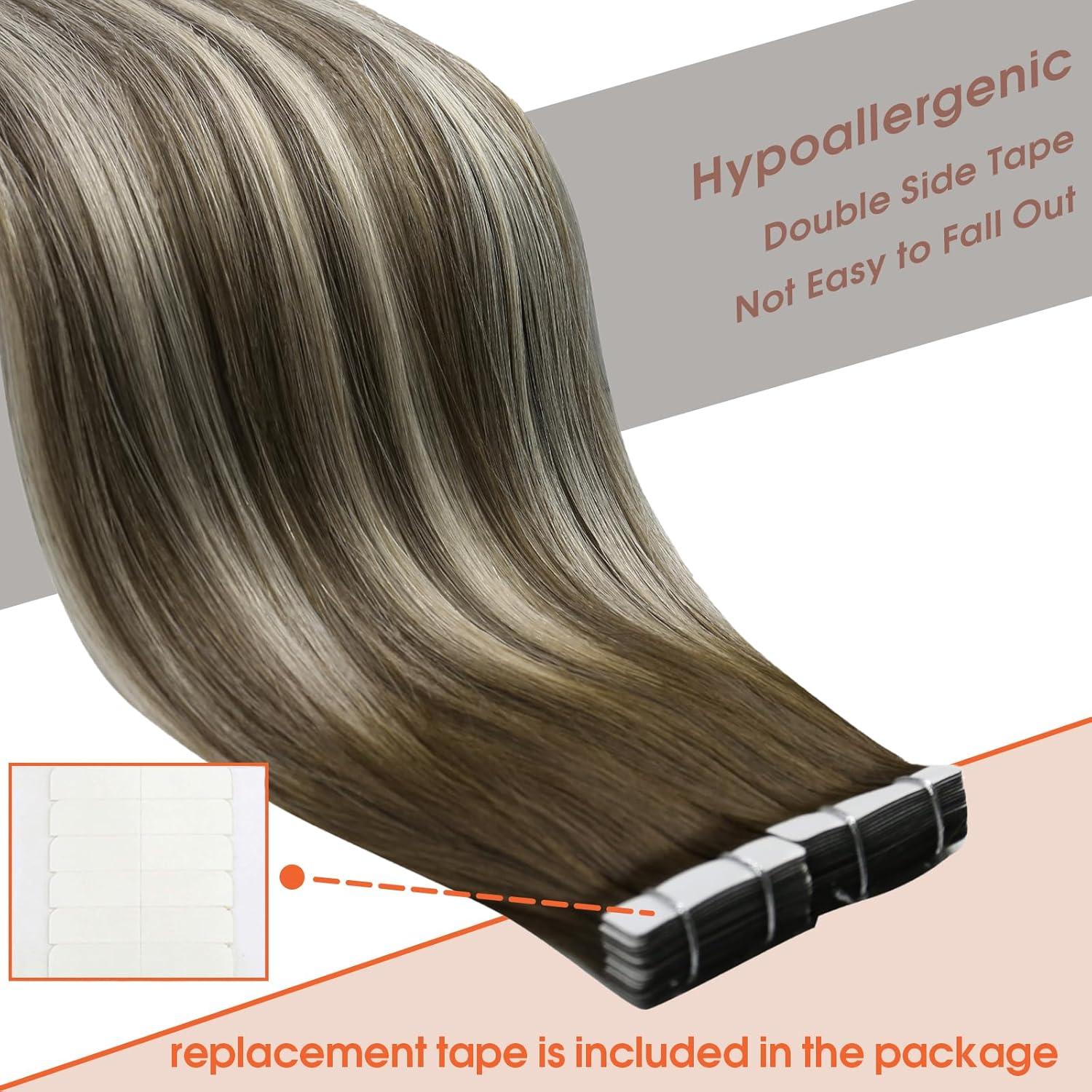 image2 Packs Sunny Itip Hair Extensions Dark Brown to Ash Brown Highlight Medium Blonde Bundle with Tape in Hair Extensions Same Color 18inch
