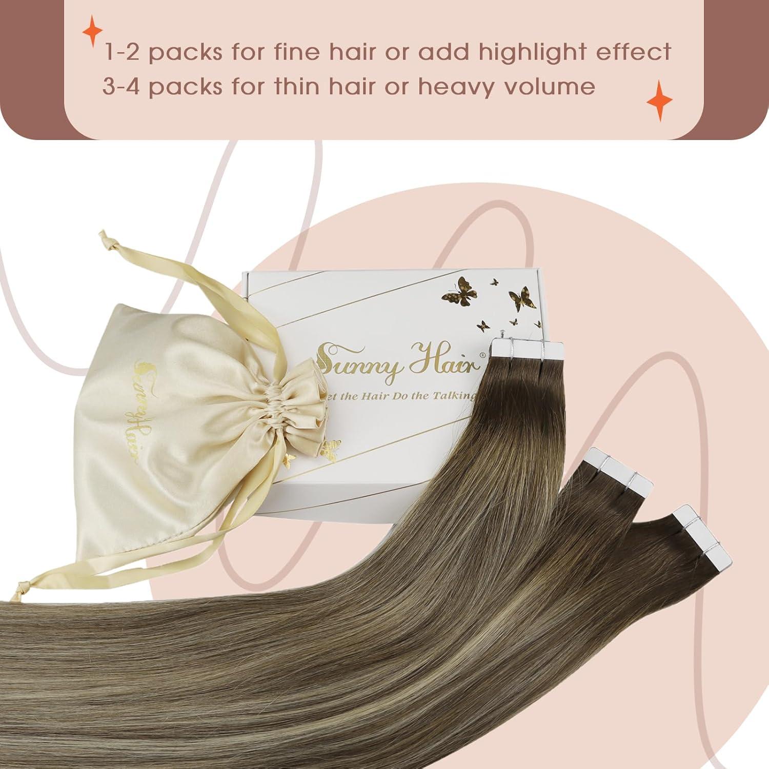 image2 Packs Sunny Itip Hair Extensions Dark Brown to Ash Brown Highlight Medium Blonde Bundle with Tape in Hair Extensions Same Color 18inch